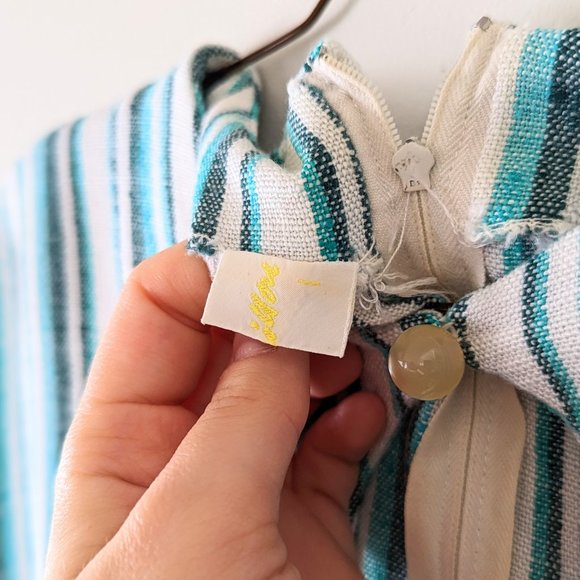 Vintage Turquoise/Green and White Striped Dress - Picture 5 of 6